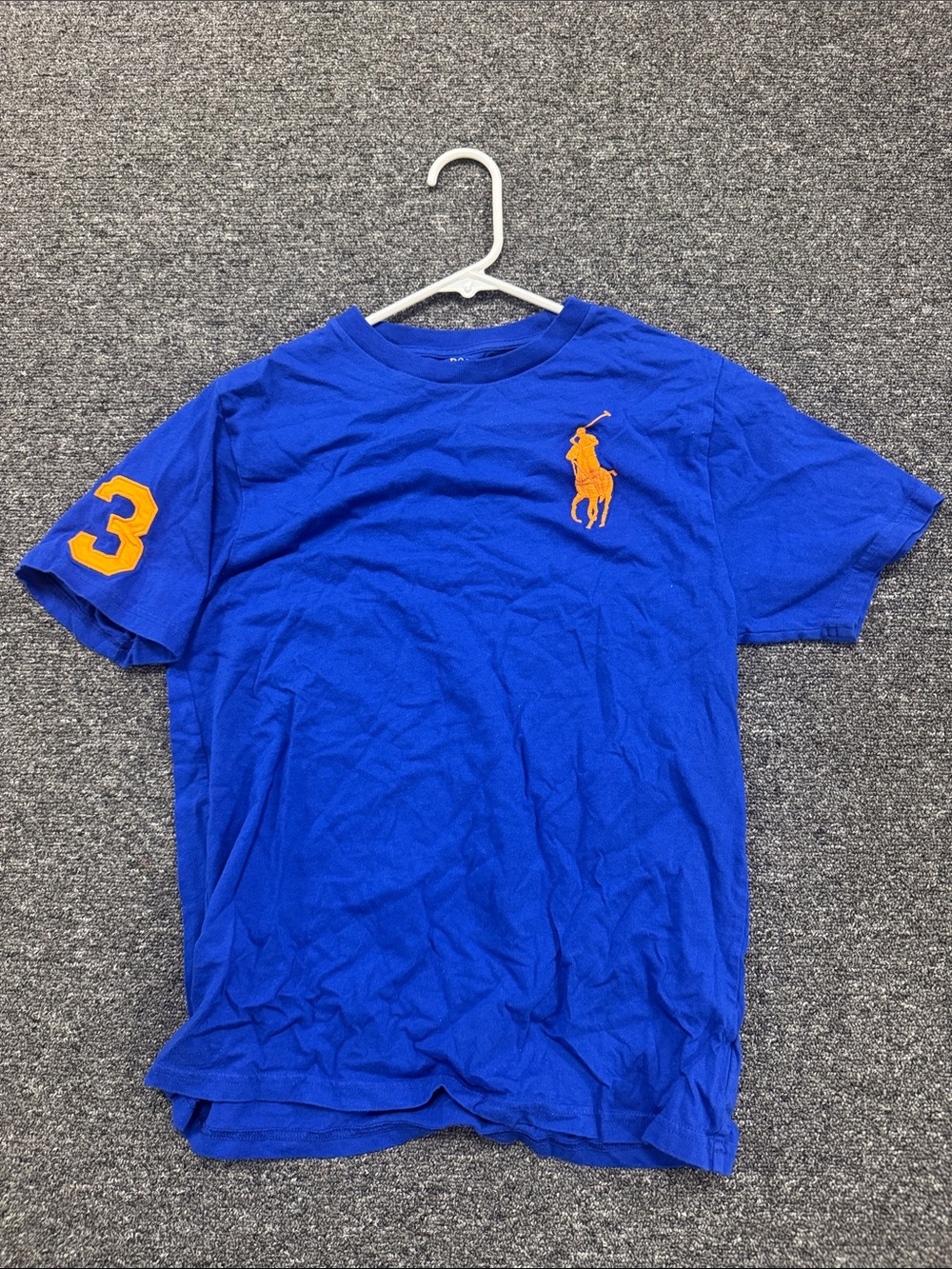 Polo by Ralph Lauren Bright Blue Short Sleeve Tee with Orange Logo